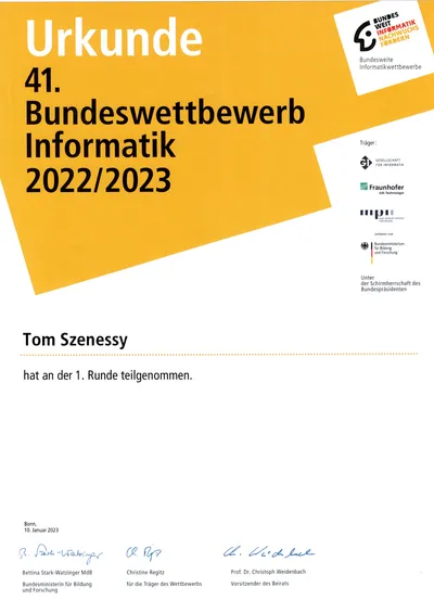 Bundeswettbewerb Informatik (2022/23)