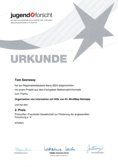 Jugend forscht 2024 - 2nd Prize